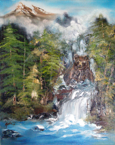 Br am Fluss 2010, 60 x 50 Leinwand in Oel