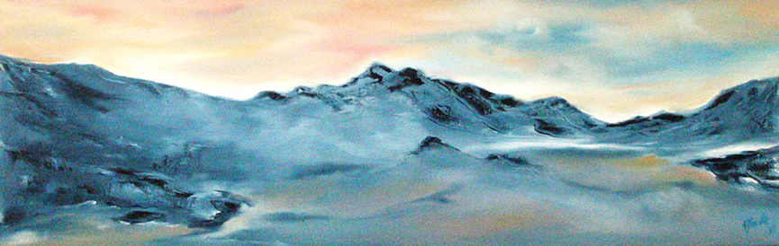 Landschaft 2010, 30 x 90 Leinwand in Oel