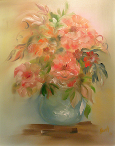 Sommerstrauss in Vase 2011, 50 x 40 Leinwand in Oel